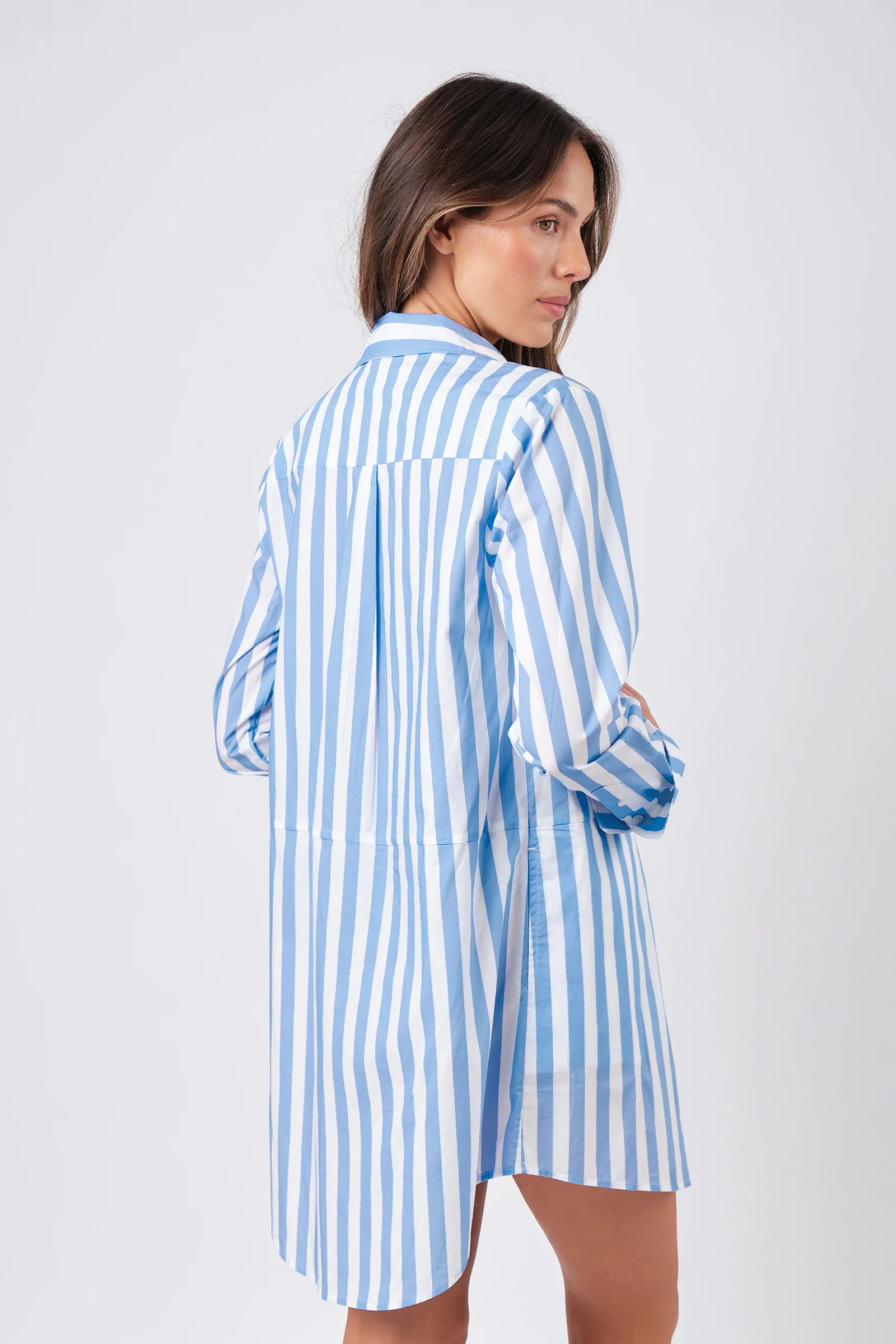 Beach Shirt Dress HAMPTONS STRIPE BLUE - Image 3