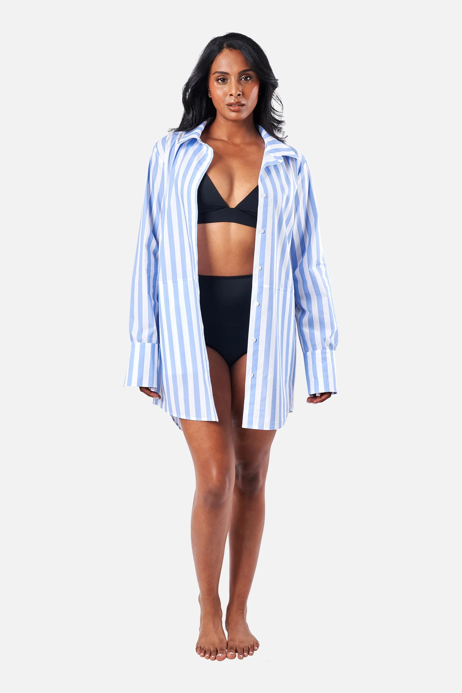 Beach Shirt Dress HAMPTONS STRIPE BLUE - Image 4