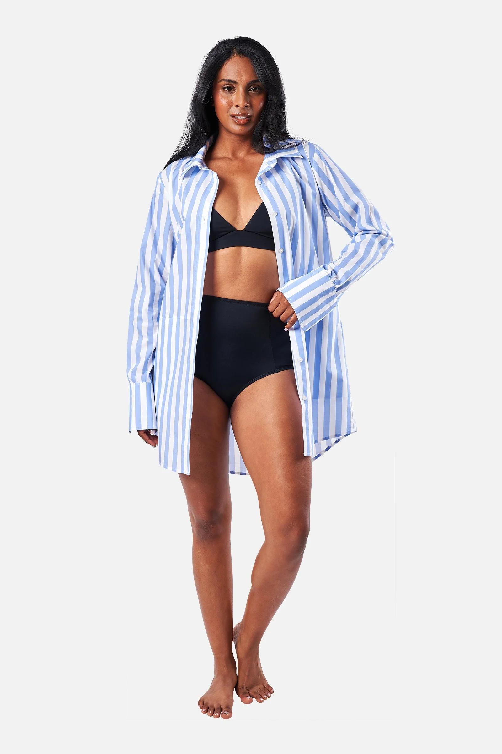 Beach Shirt Dress HAMPTONS STRIPE BLUE - Image 5
