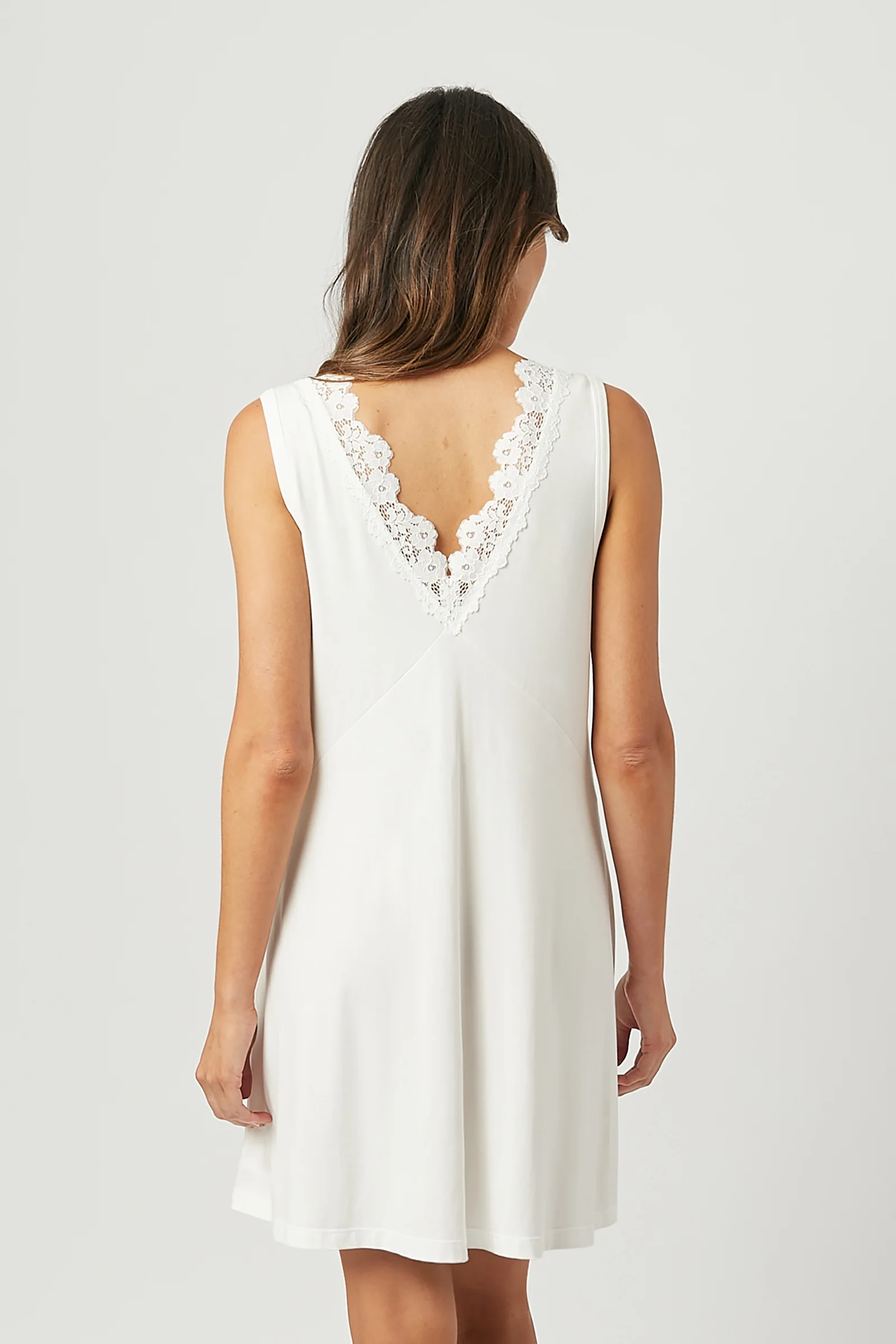 (Bundle) Lace Trim V-Neck Nightie + Modal Robe IVORY - Image 5