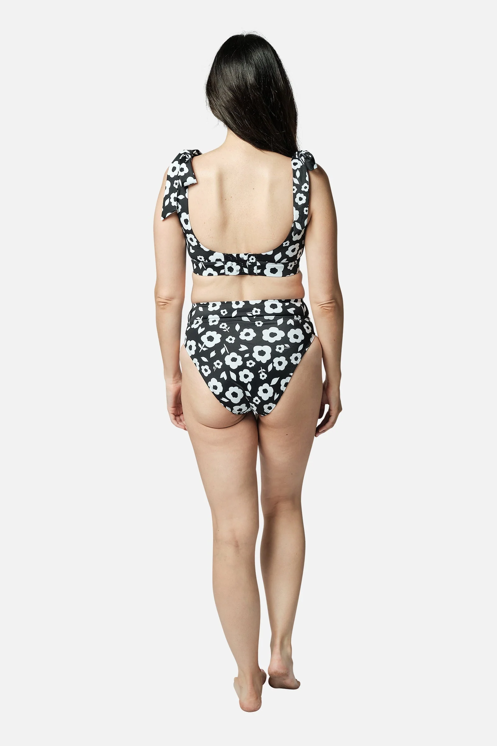 Classic Square Neck Bikini Bralette DAISY SILHOUETTE BLACK - Image 11