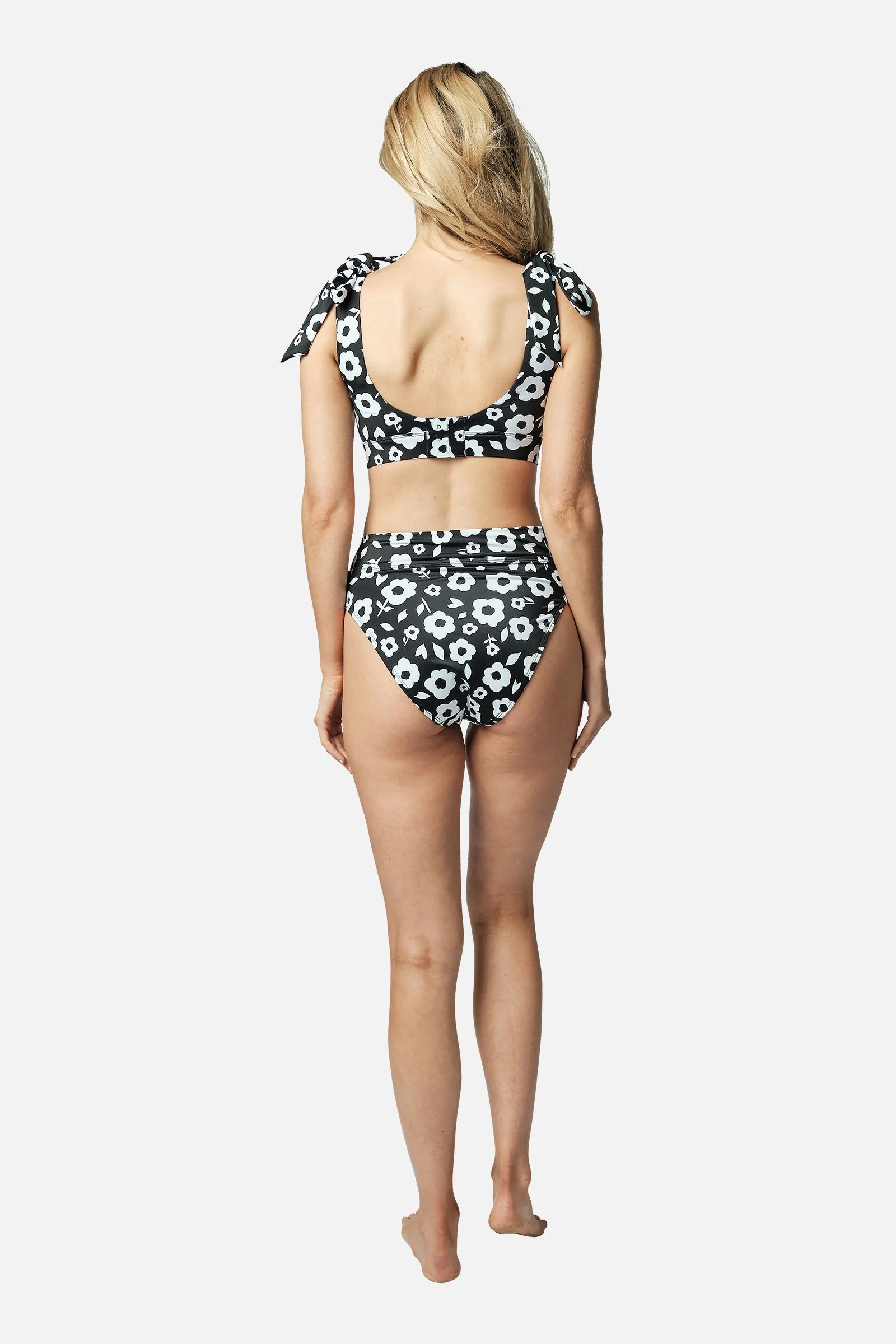 Classic Square Neck Bikini Bralette DAISY SILHOUETTE BLACK - Image 6