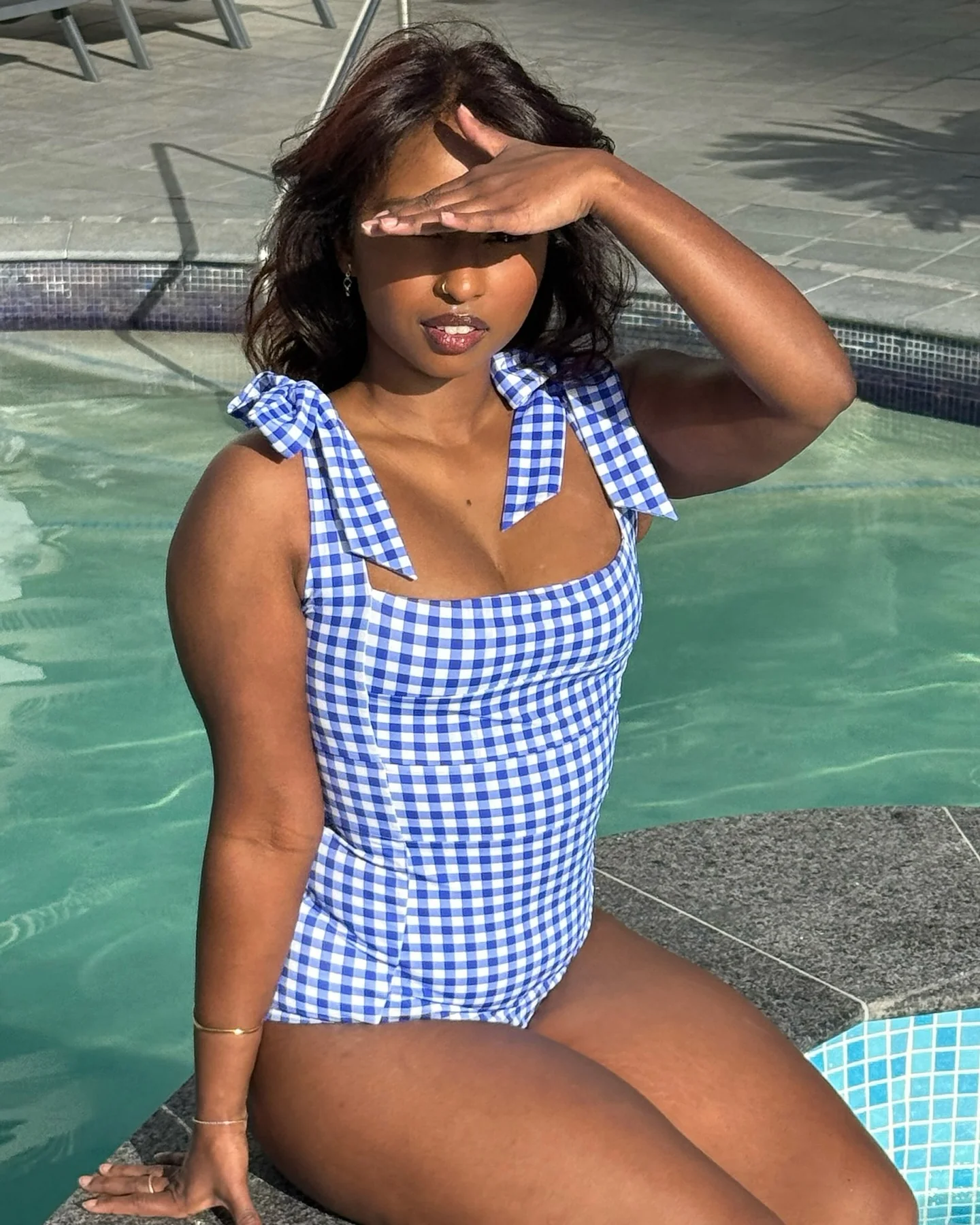 Classic Square Neck COBALT BLUE GINGHAM - Image 10