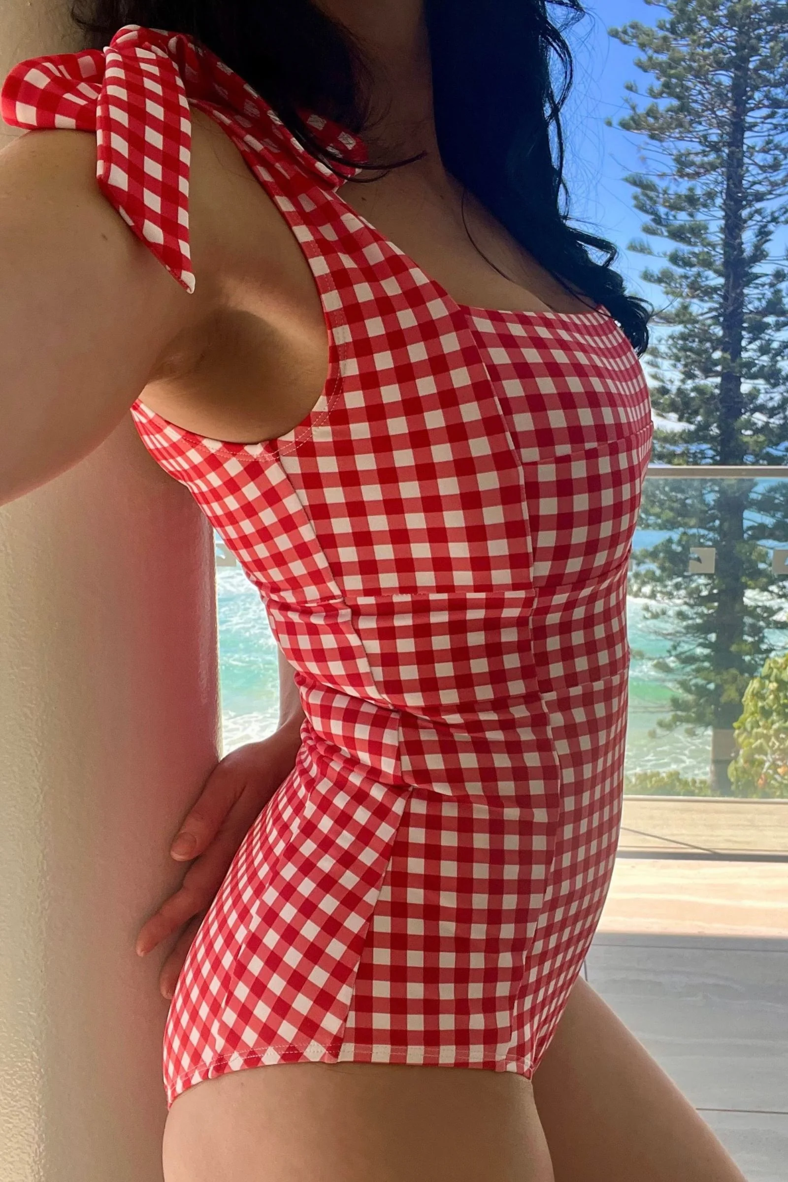 Classic Square Neck RED GINGHAM - Image 8