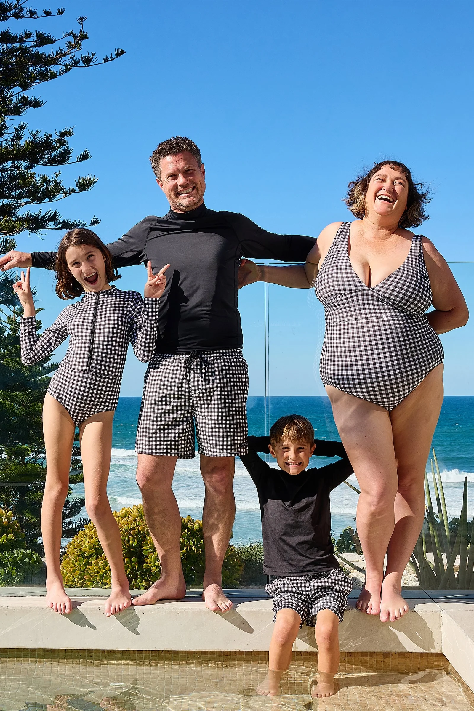 Classic V-Neck One Piece BLACK GINGHAM - Image 9