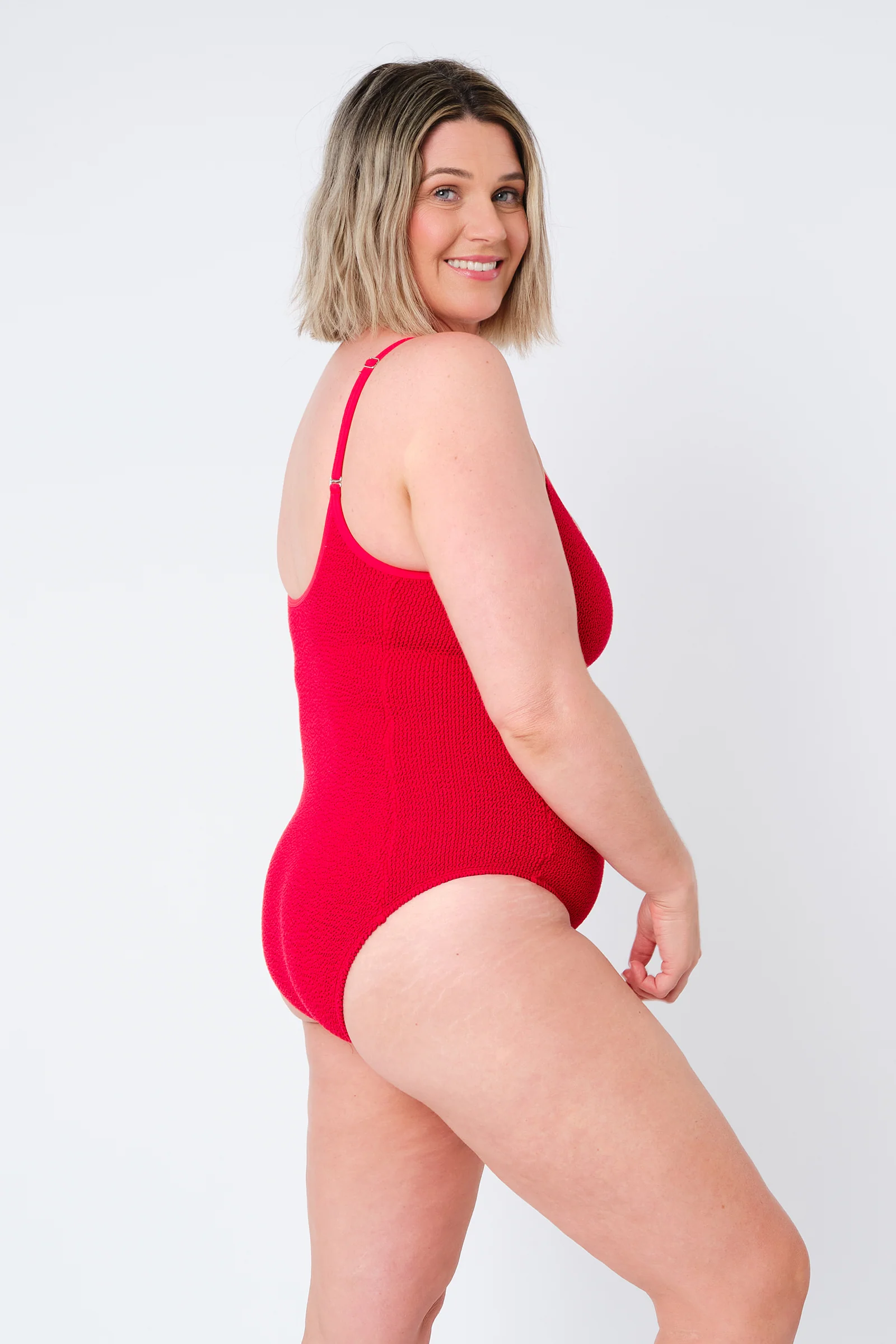 Crinkle Cut Scoop Maillot One Piece RED - Image 8