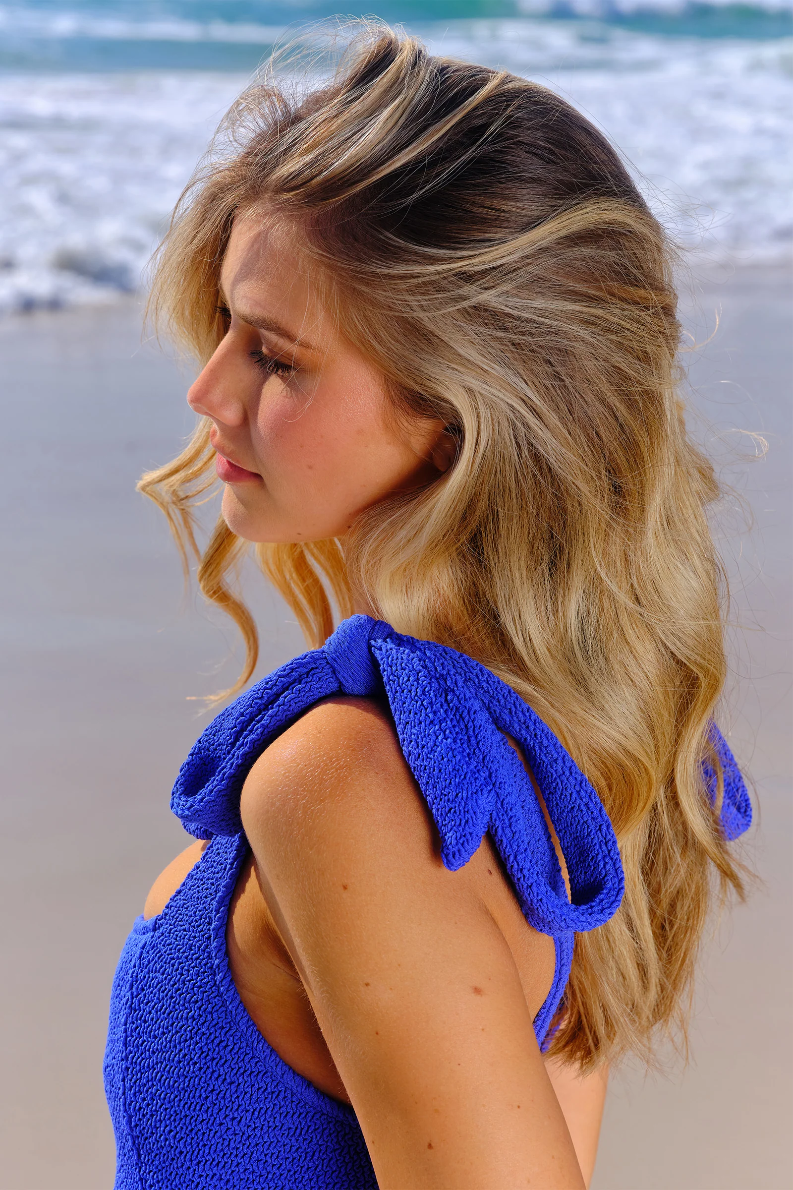 Crinkle Cut Square Neck One Piece COBALT BLUE - Image 21