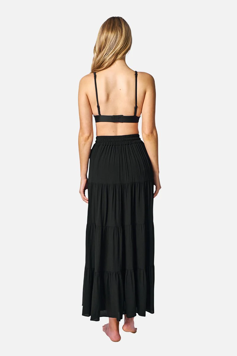 Ethereal Tiered Maxi Skirt BLACK - Image 5