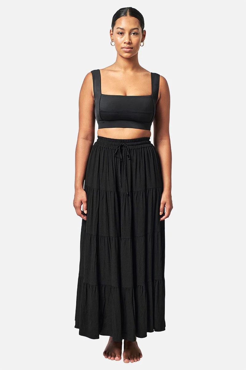 Ethereal Tiered Maxi Skirt BLACK - Image 7