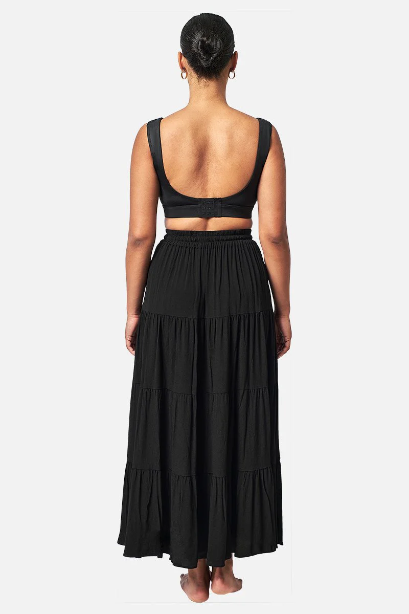 Ethereal Tiered Maxi Skirt BLACK - Image 9