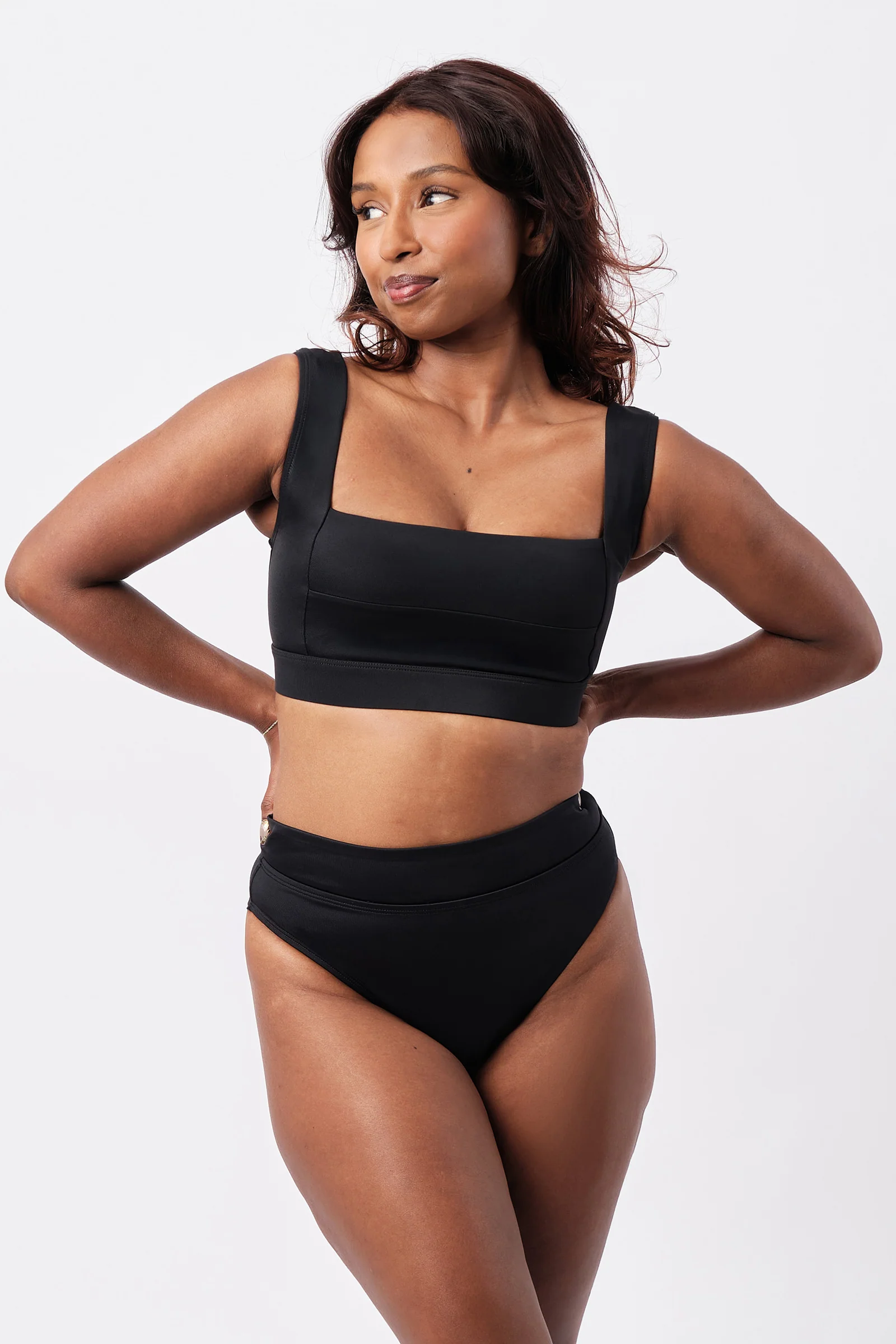 High-Cut High-Waisted Bikini Bottom BLACK - Image 9