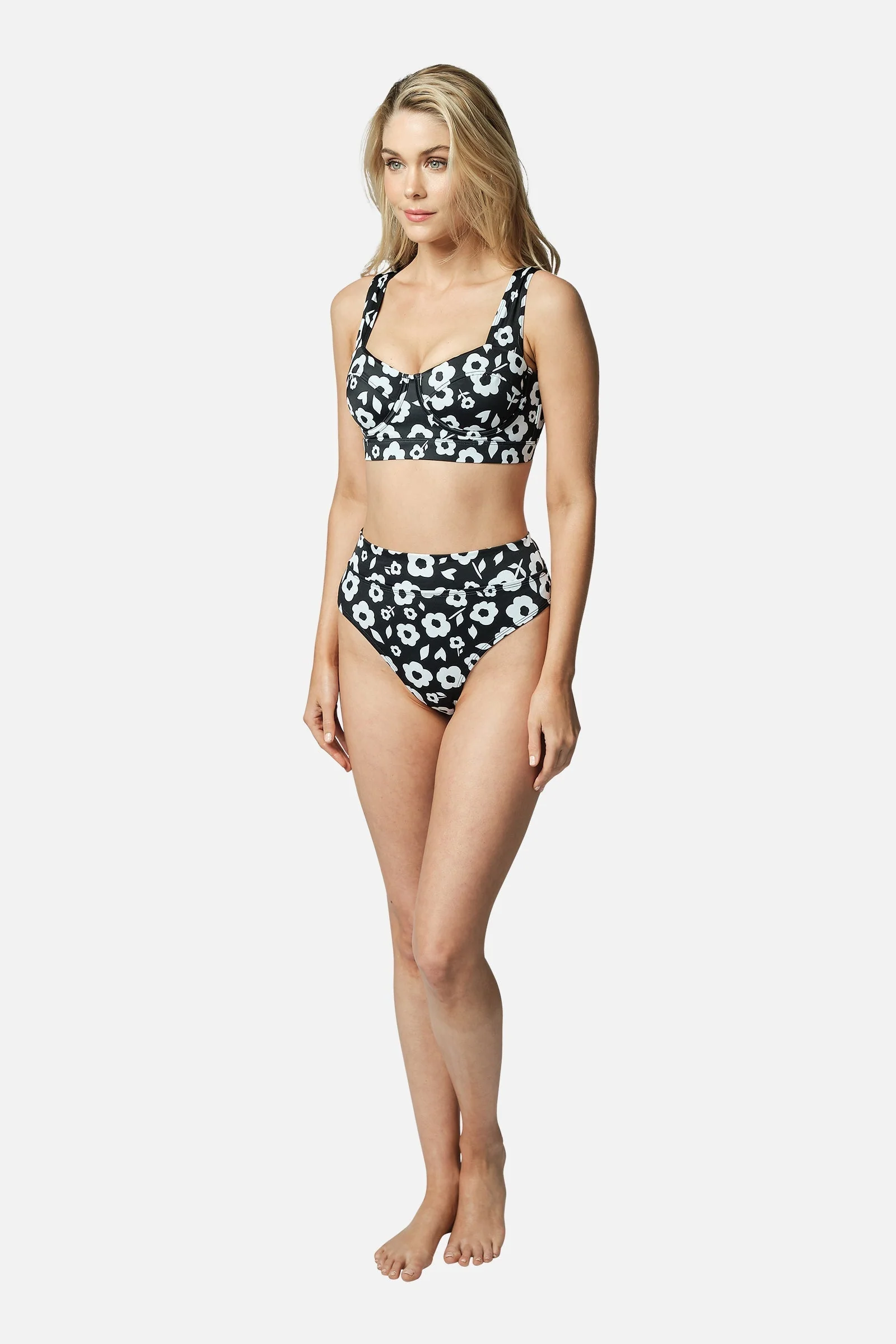 High-Cut High-Waisted Bikini Bottom DAISY SILHOUETTE BLACK - Image 4