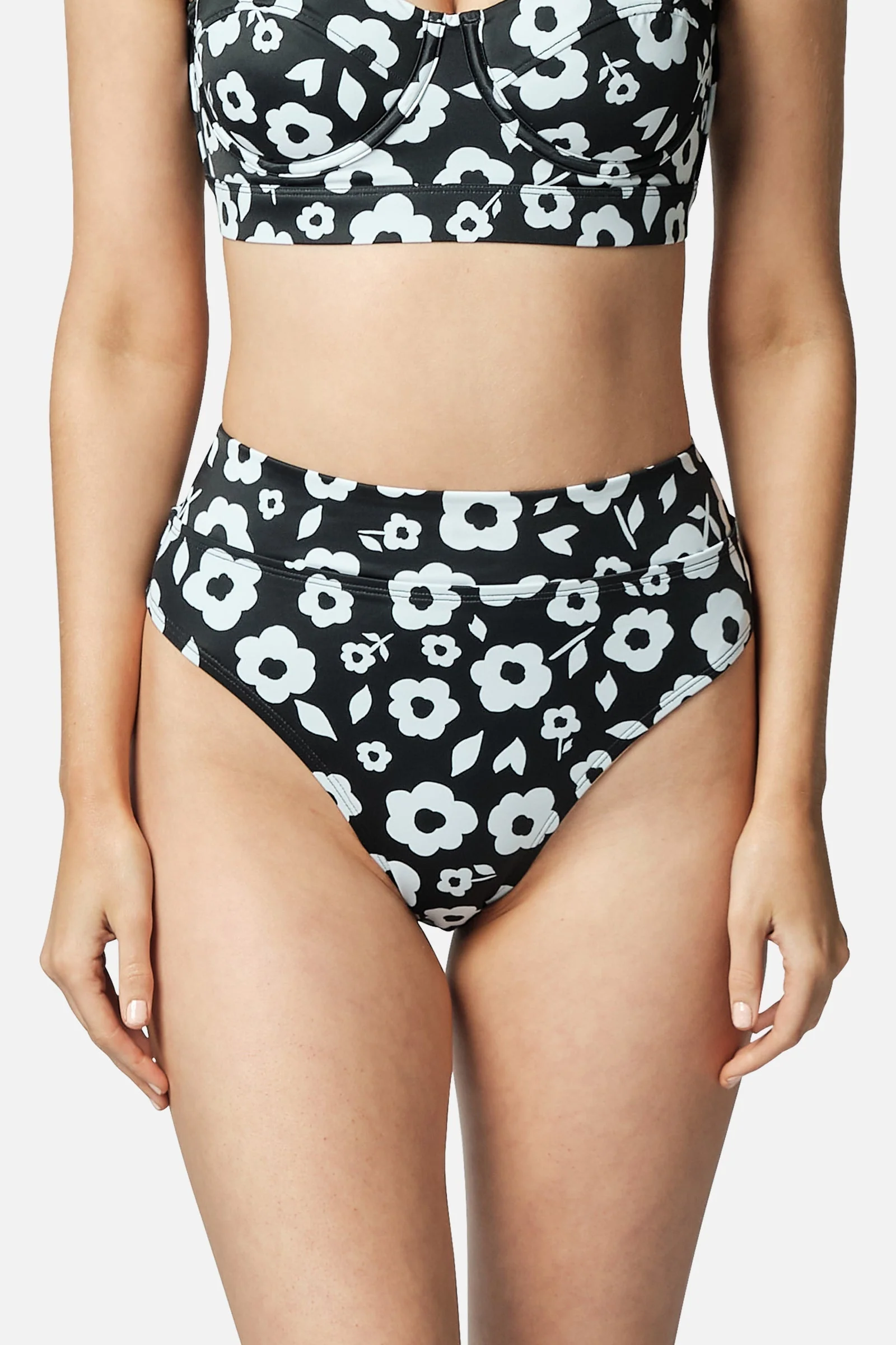 High-Cut High-Waisted Bikini Bottom DAISY SILHOUETTE BLACK - Image 6