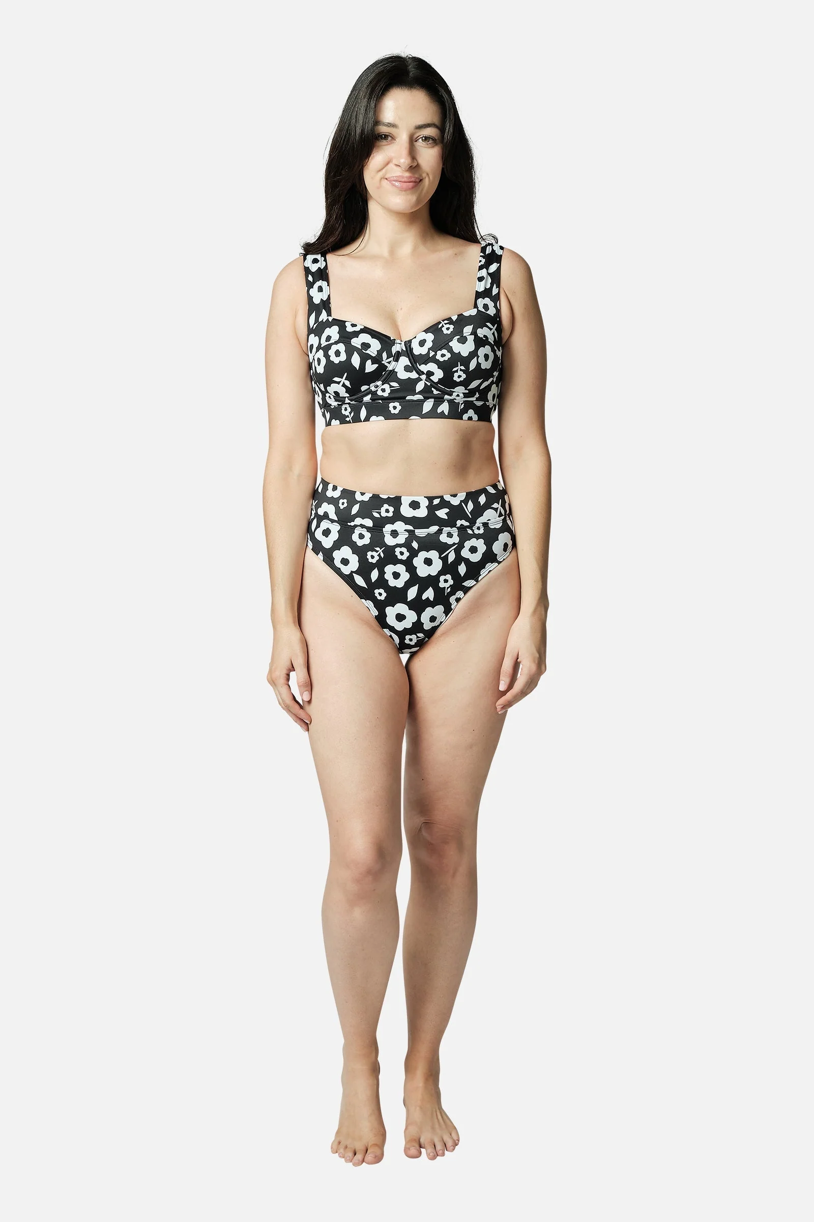 High-Cut High-Waisted Bikini Bottom DAISY SILHOUETTE BLACK - Image 7