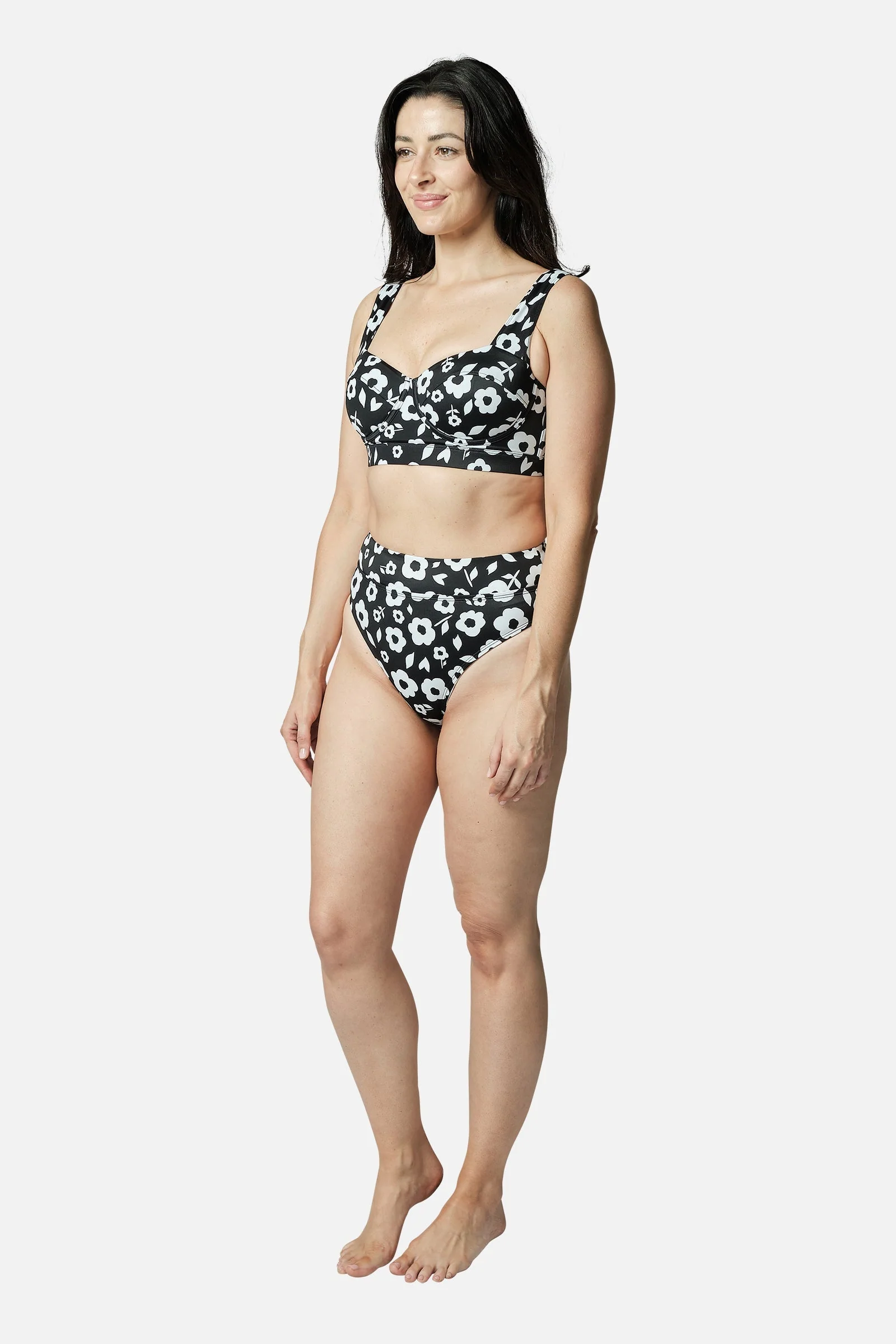 High-Cut High-Waisted Bikini Bottom DAISY SILHOUETTE BLACK - Image 8