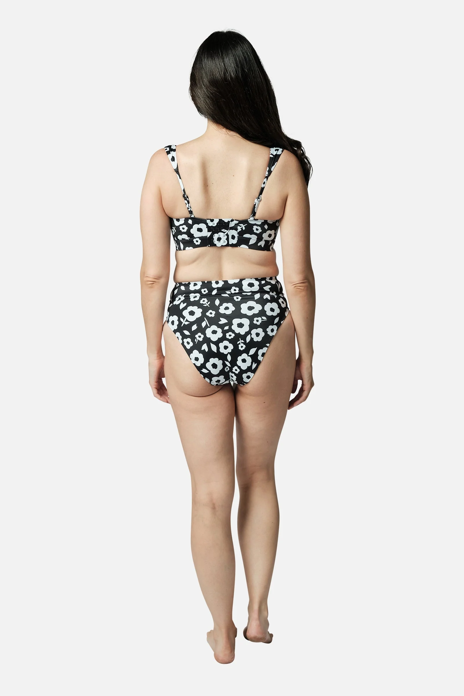 High-Cut High-Waisted Bikini Bottom DAISY SILHOUETTE BLACK - Image 9