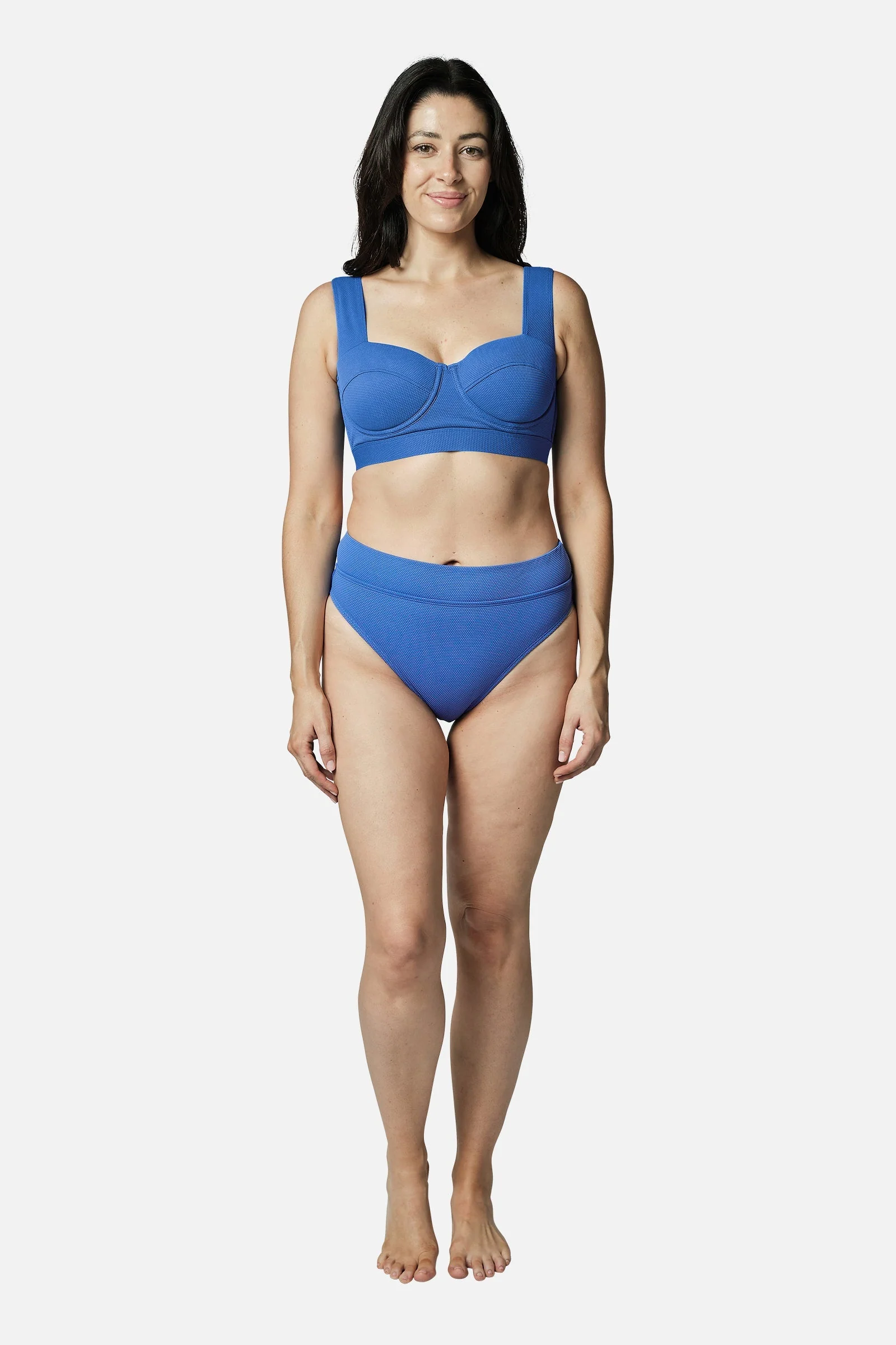 High-Cut High-Waisted Bikini Bottom SKY BLUE TEXTURE - Image 5
