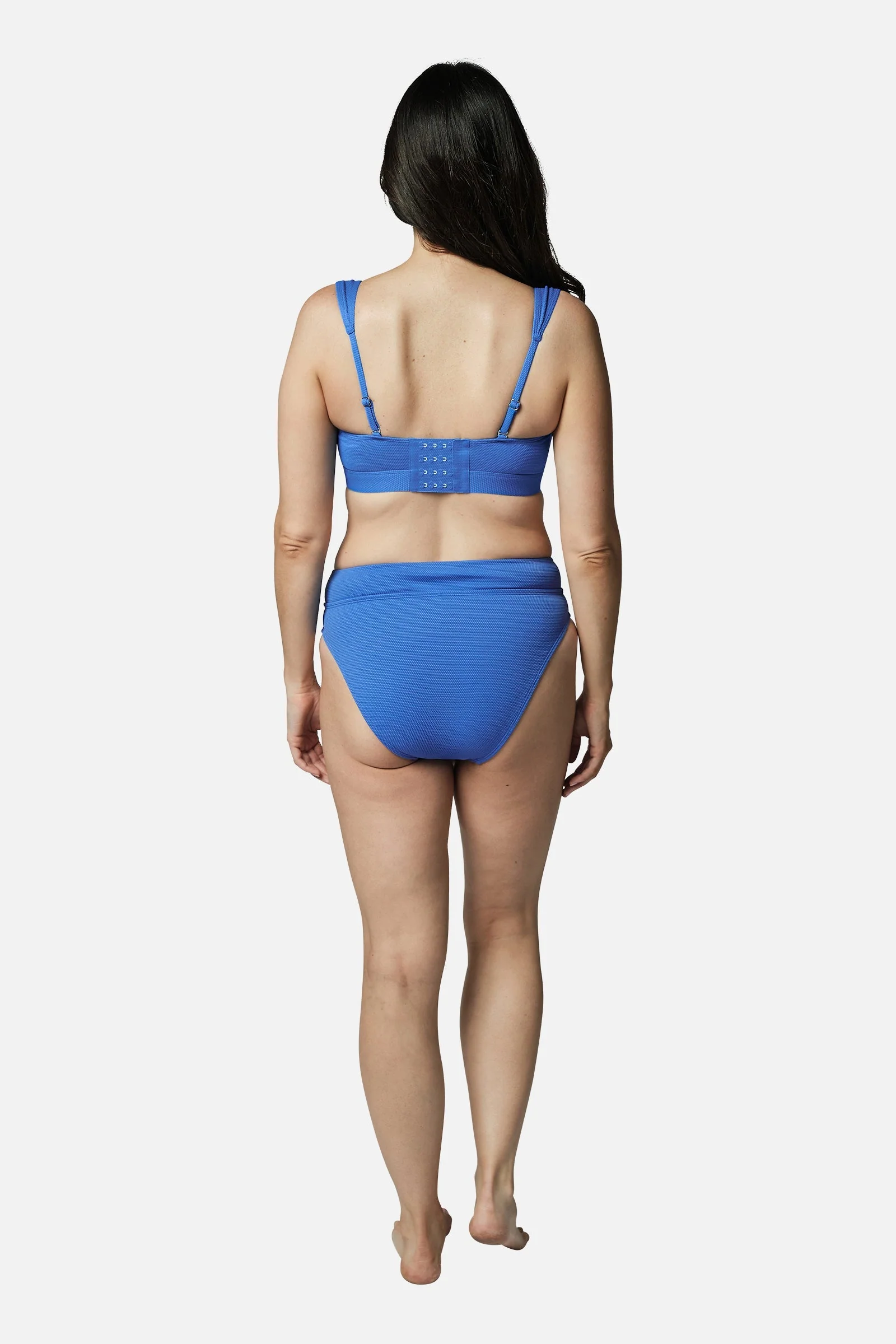 High-Cut High-Waisted Bikini Bottom SKY BLUE TEXTURE - Image 7
