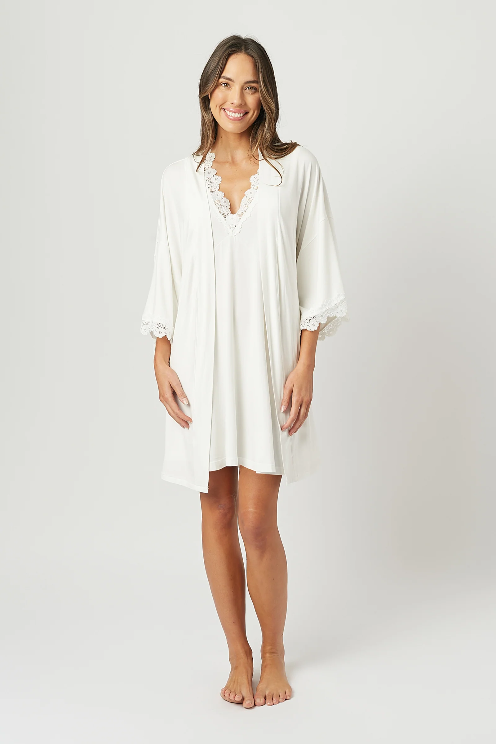 Lace Trim V-Neck Nightie IVORY - Image 6