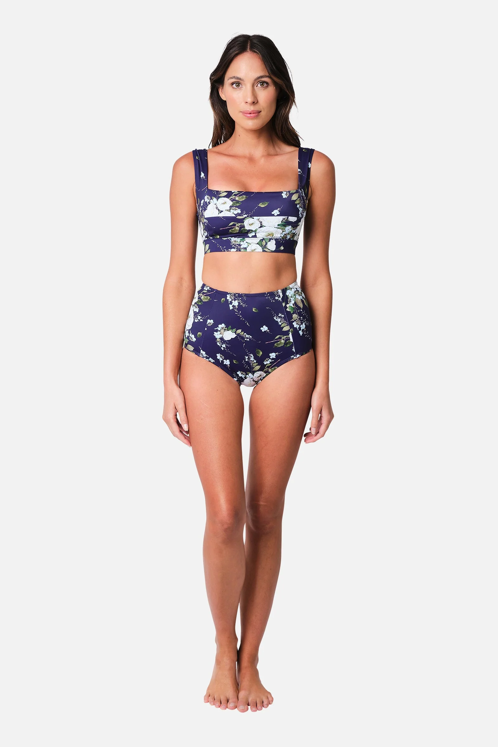 Never Say Never High-Waisted Bikini Bottom LONDON BOTANICAL NAVY - Image 3