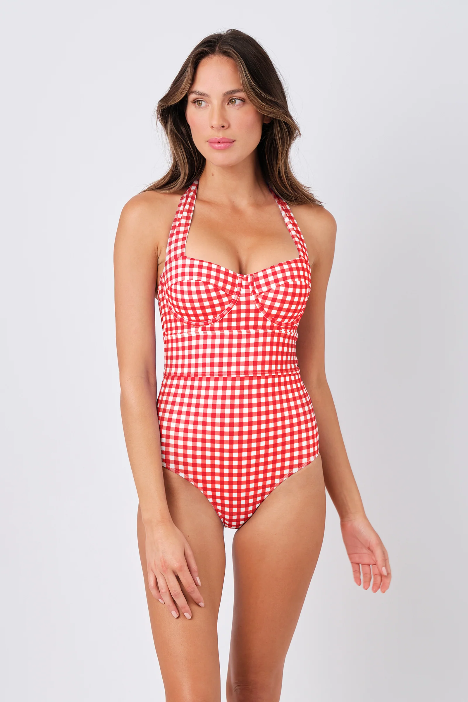 Original Bustier Balconette One Piece RED GINGHAM - Image 5