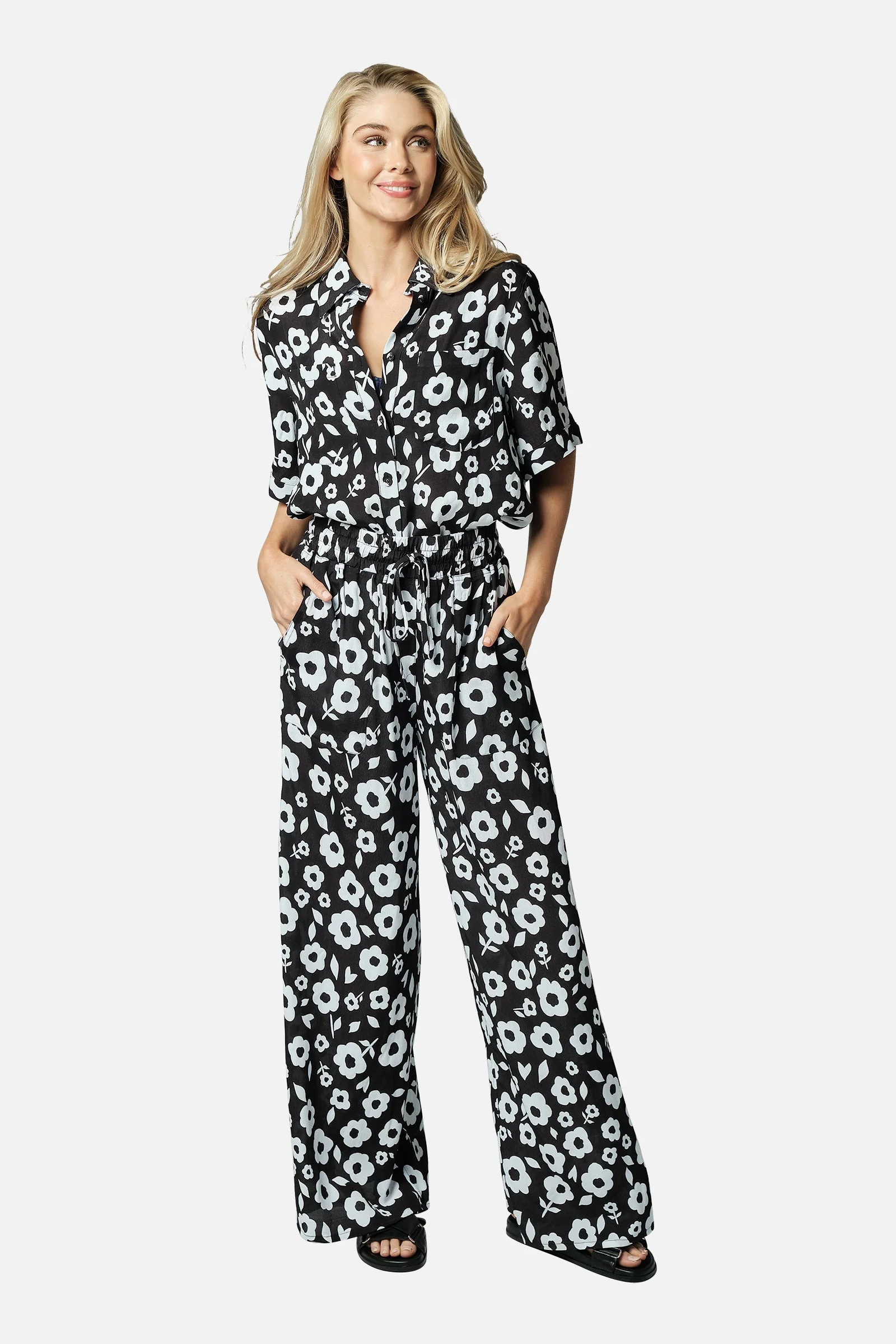 Palazzo Pants DAISY SILHOUETTE BLACK - Image 6