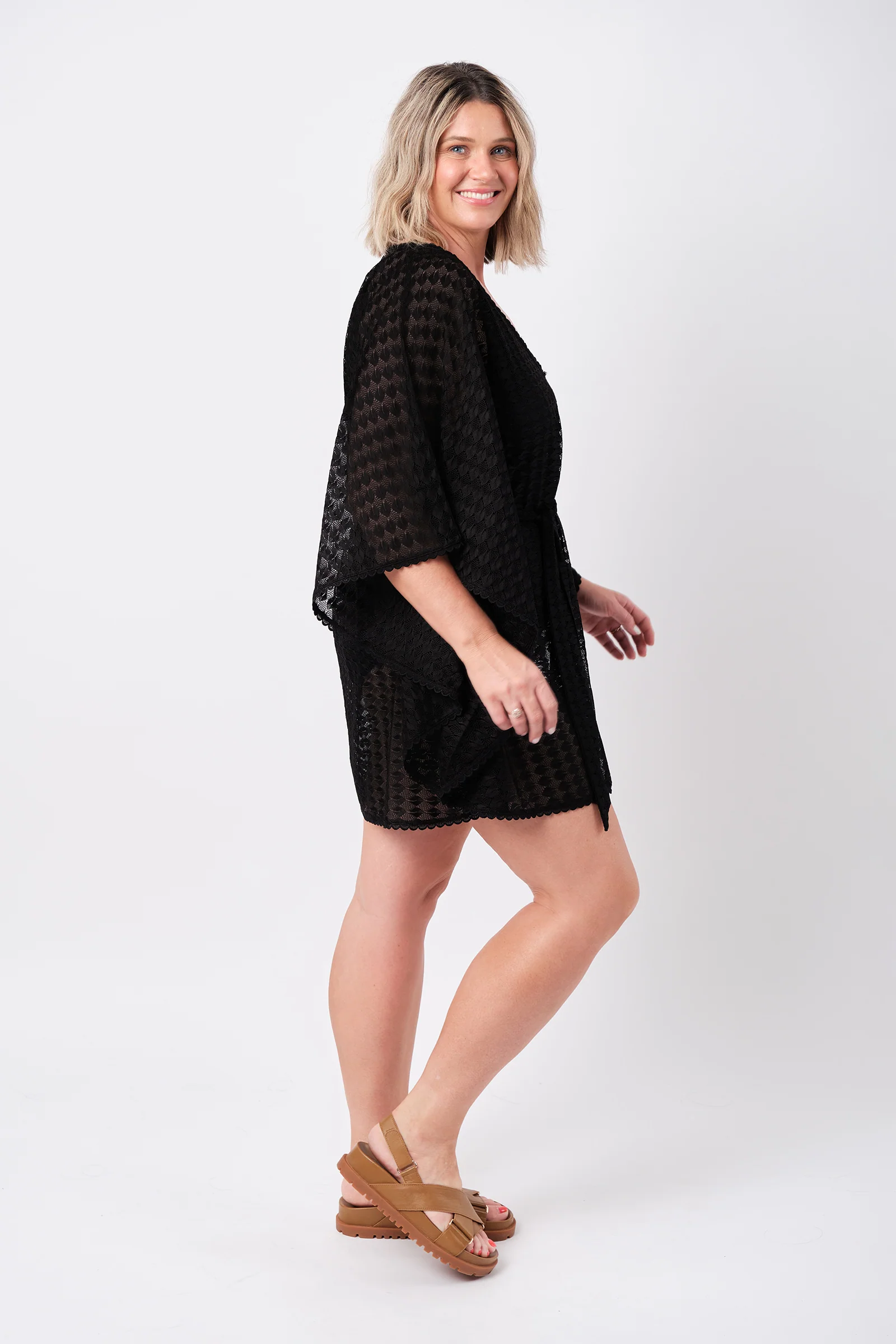 Scalloped Lace Kaftan BLACK - Image 10