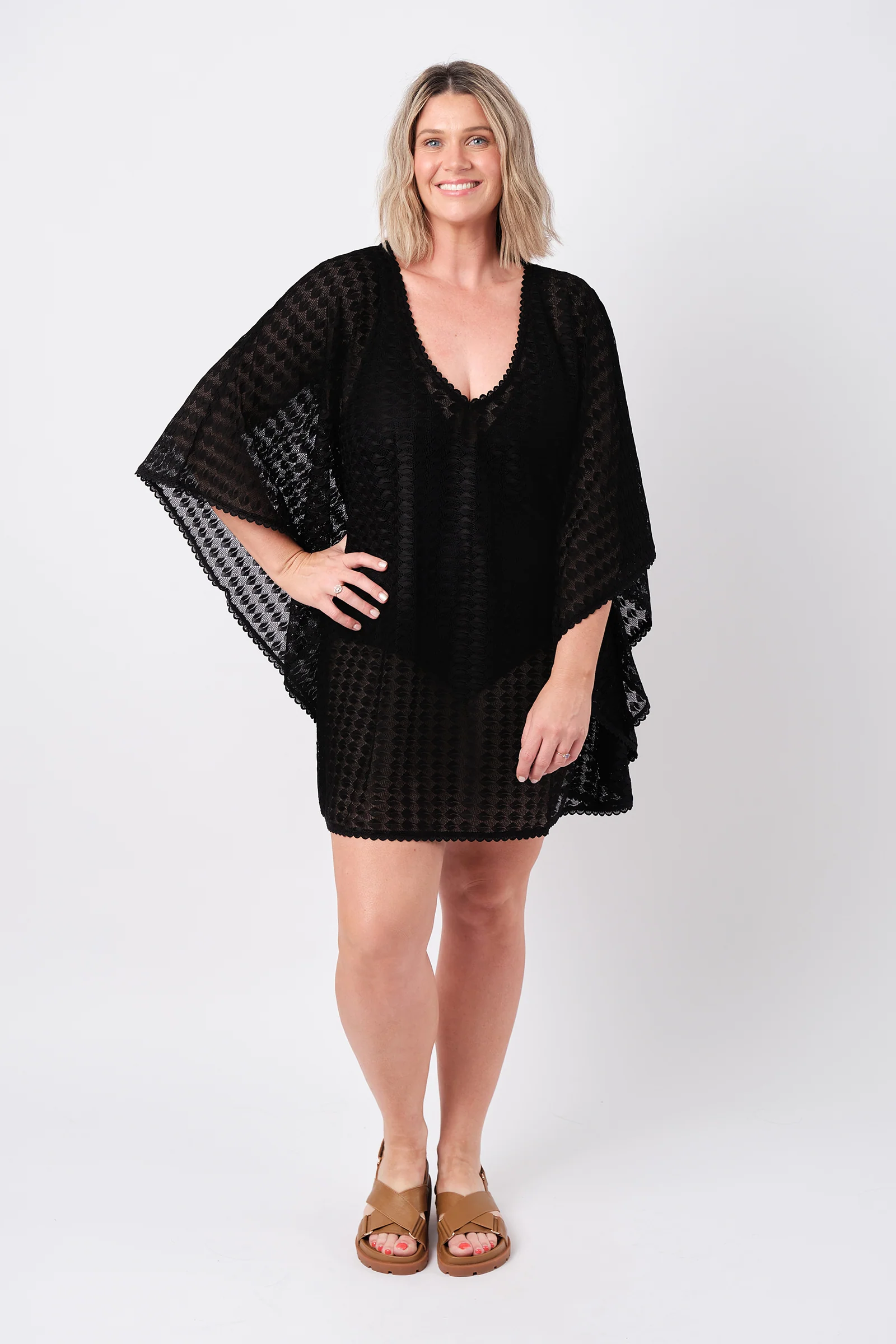 Scalloped Lace Kaftan BLACK - Image 8