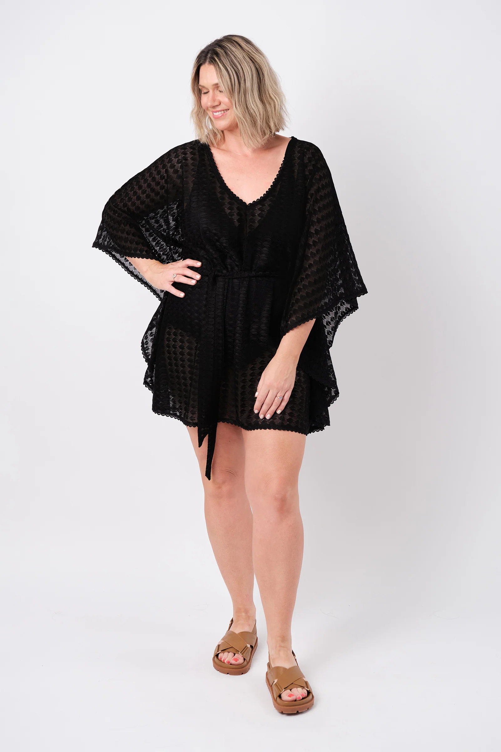 Scalloped Lace Kaftan BLACK - Image 9
