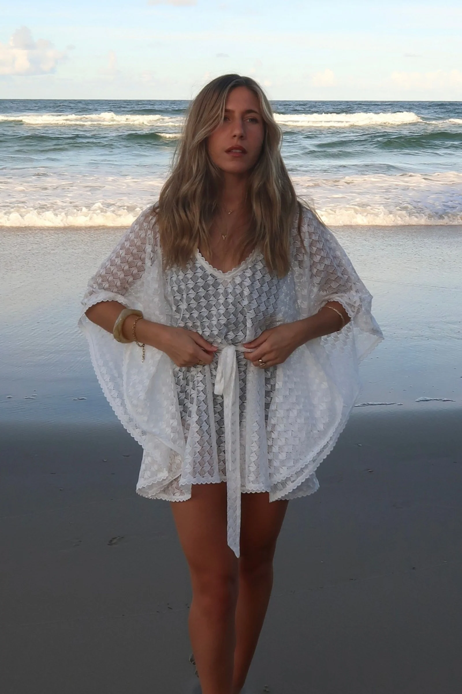 Scalloped Lace Kaftan WHITE - Image 12