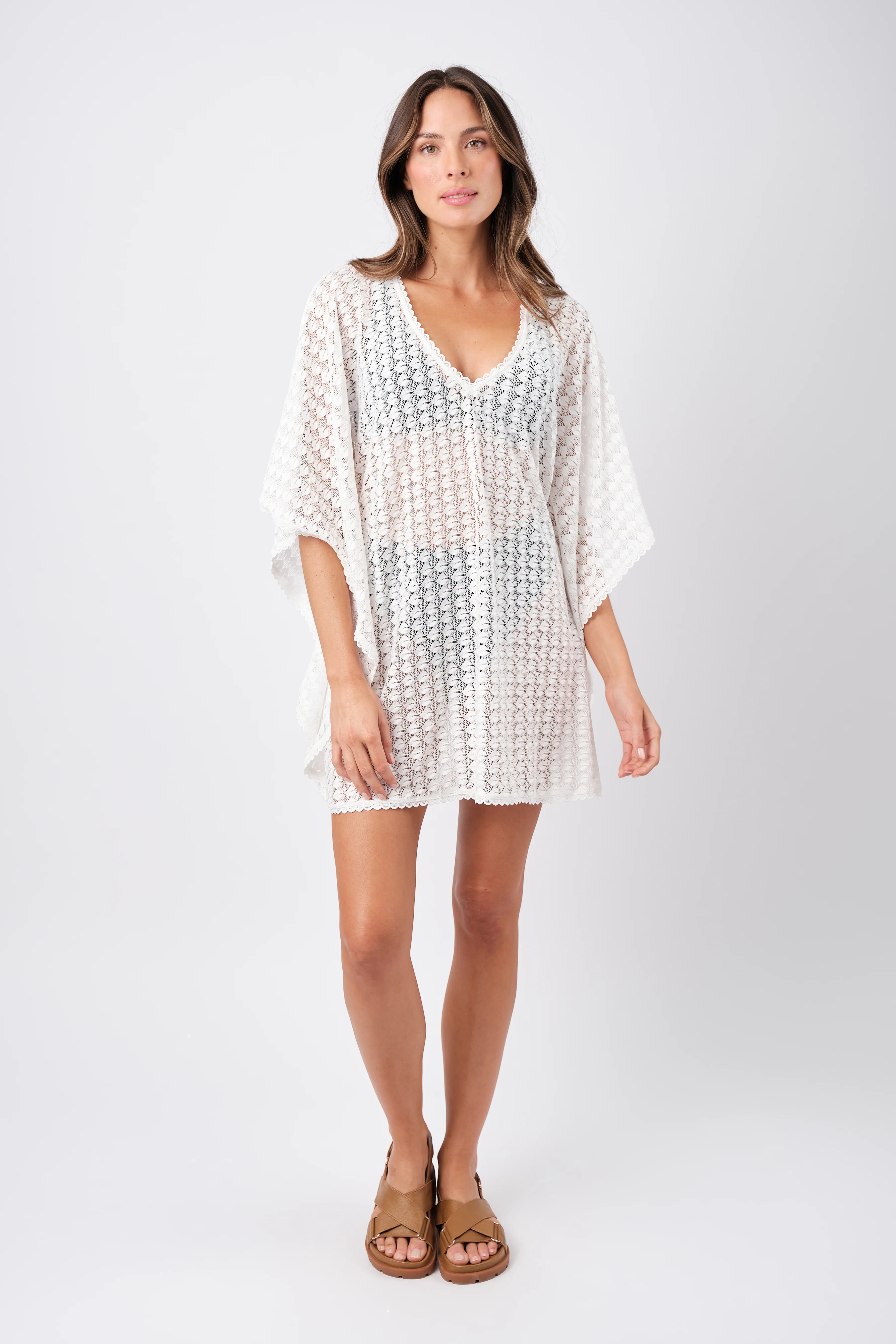 Scalloped Lace Kaftan WHITE - Image 4