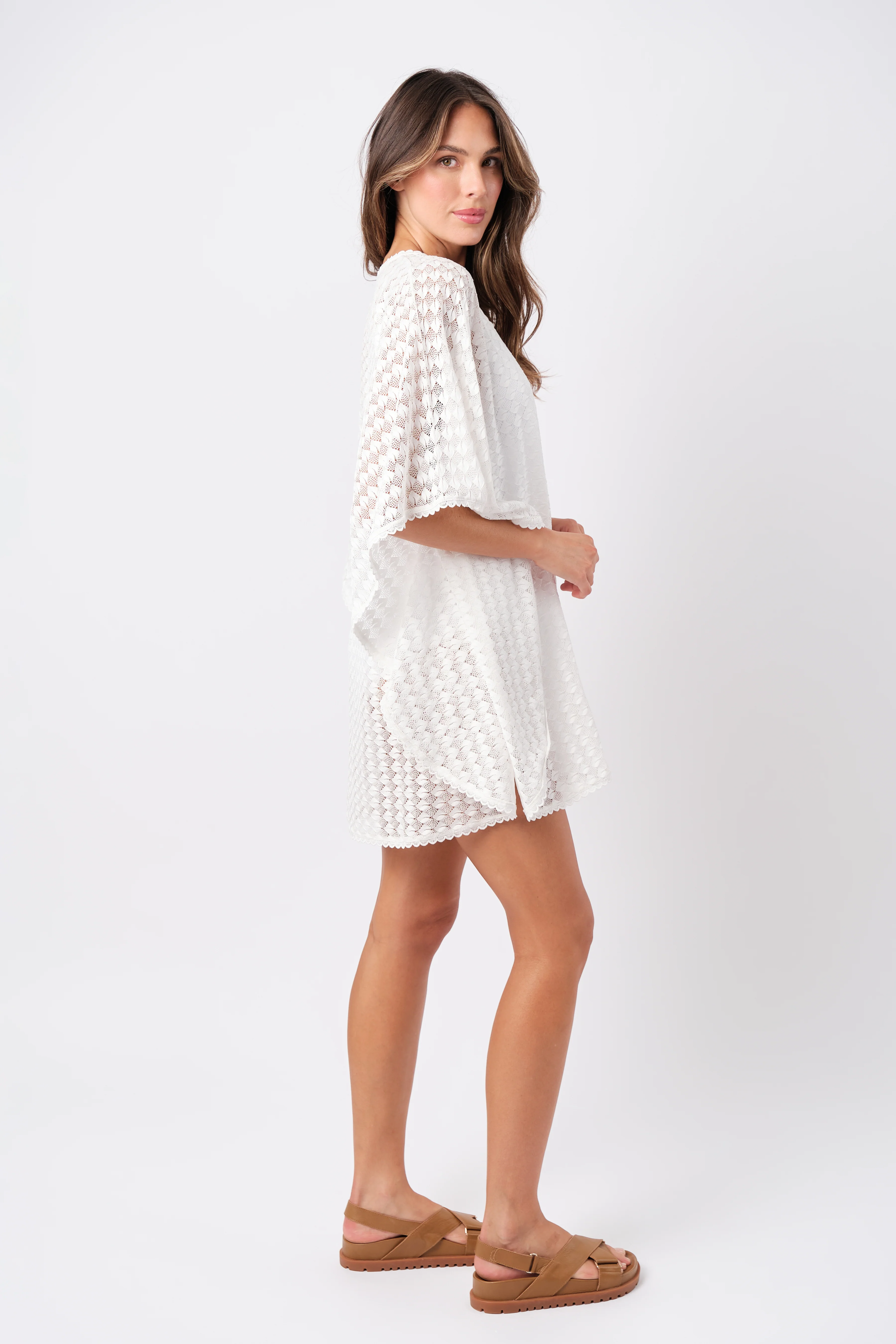 Scalloped Lace Kaftan WHITE - Image 9