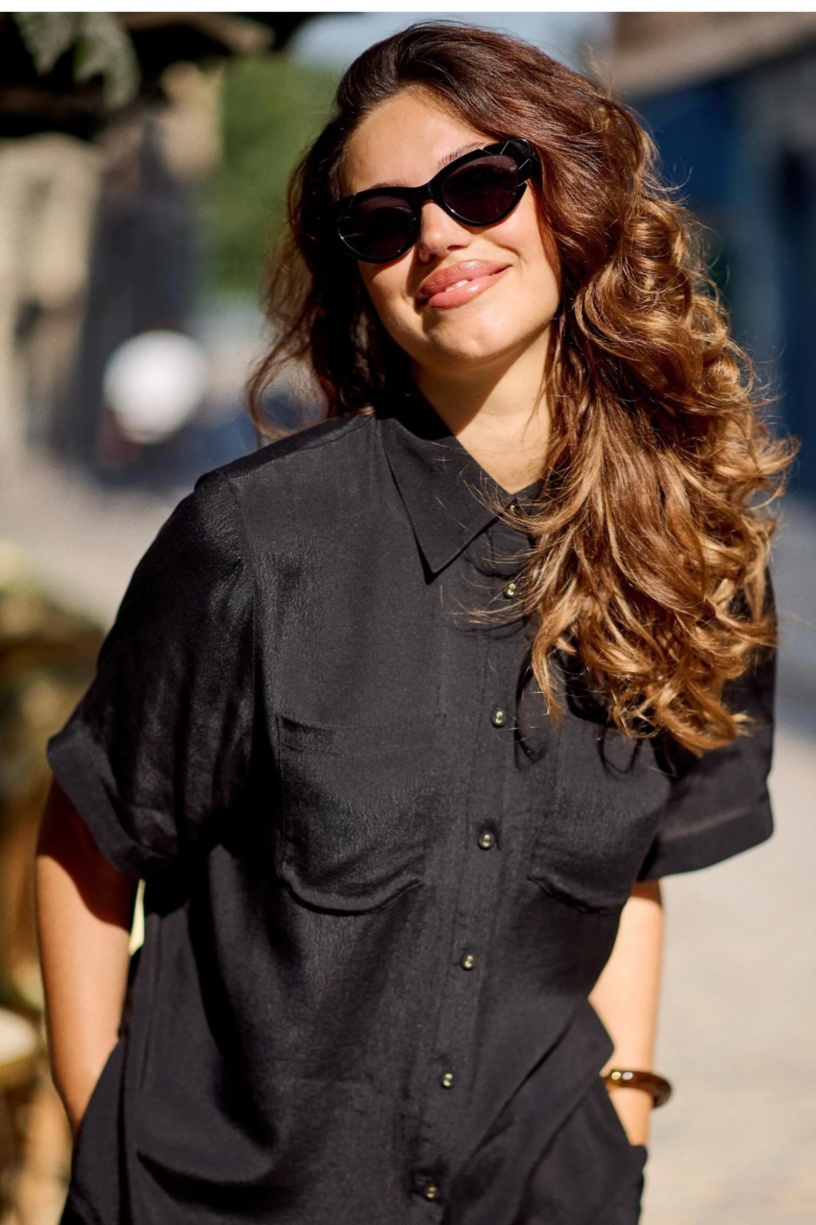 Short Sleeve Button-Up Shirt BLACK - Image 7