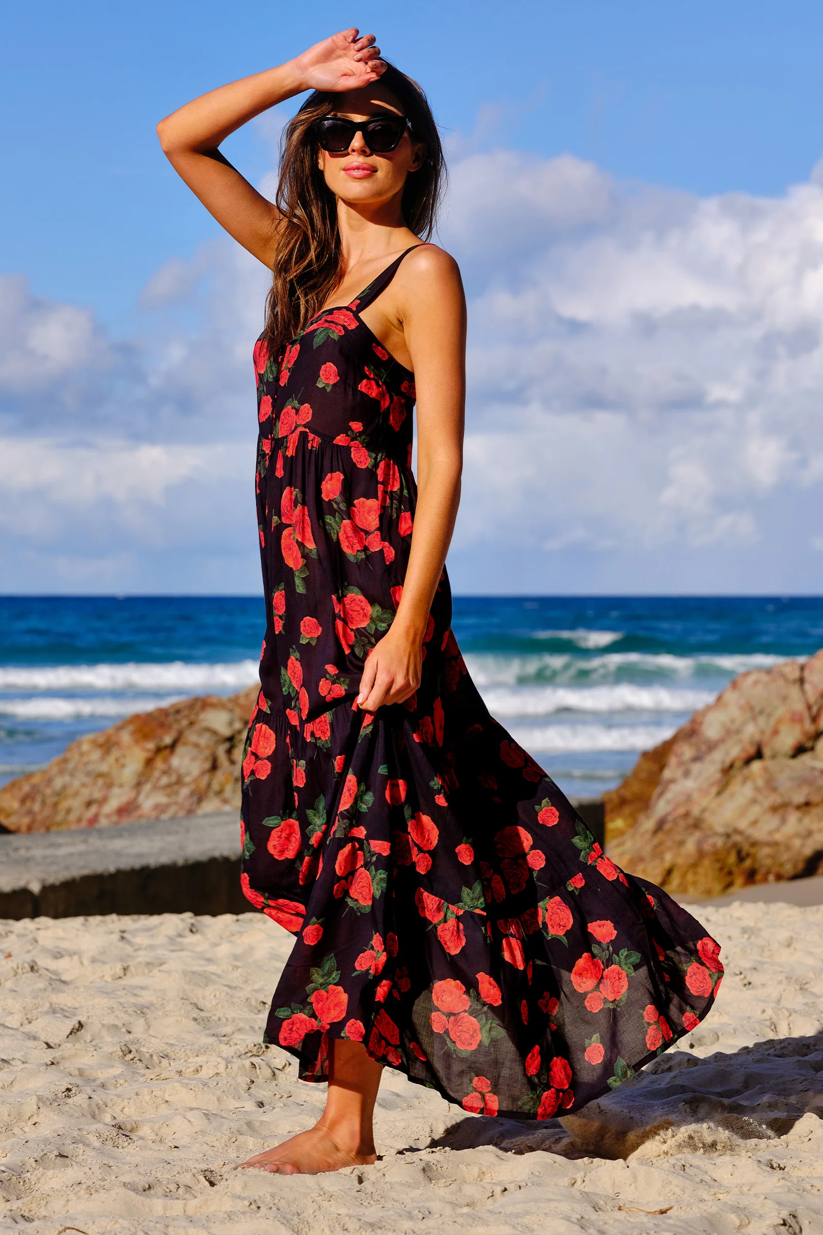 Sweetheart Neckline Maxi Dress PLUCKED ROSES - Image 3