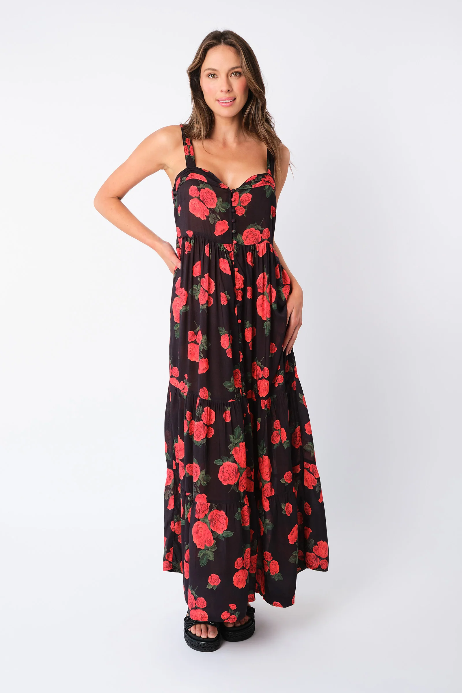 Sweetheart Neckline Maxi Dress PLUCKED ROSES - Image 5